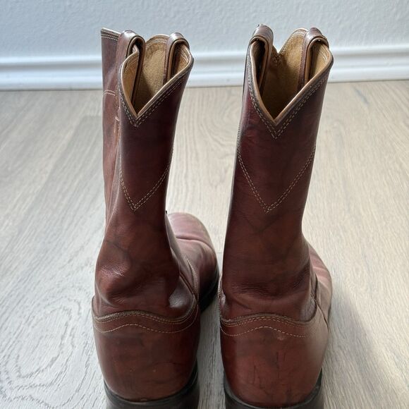 Justin Roper Boots Men 9.5D Classic Deerlite Roper Western Chestnut Marbled 3163 - Picture 7 of 15